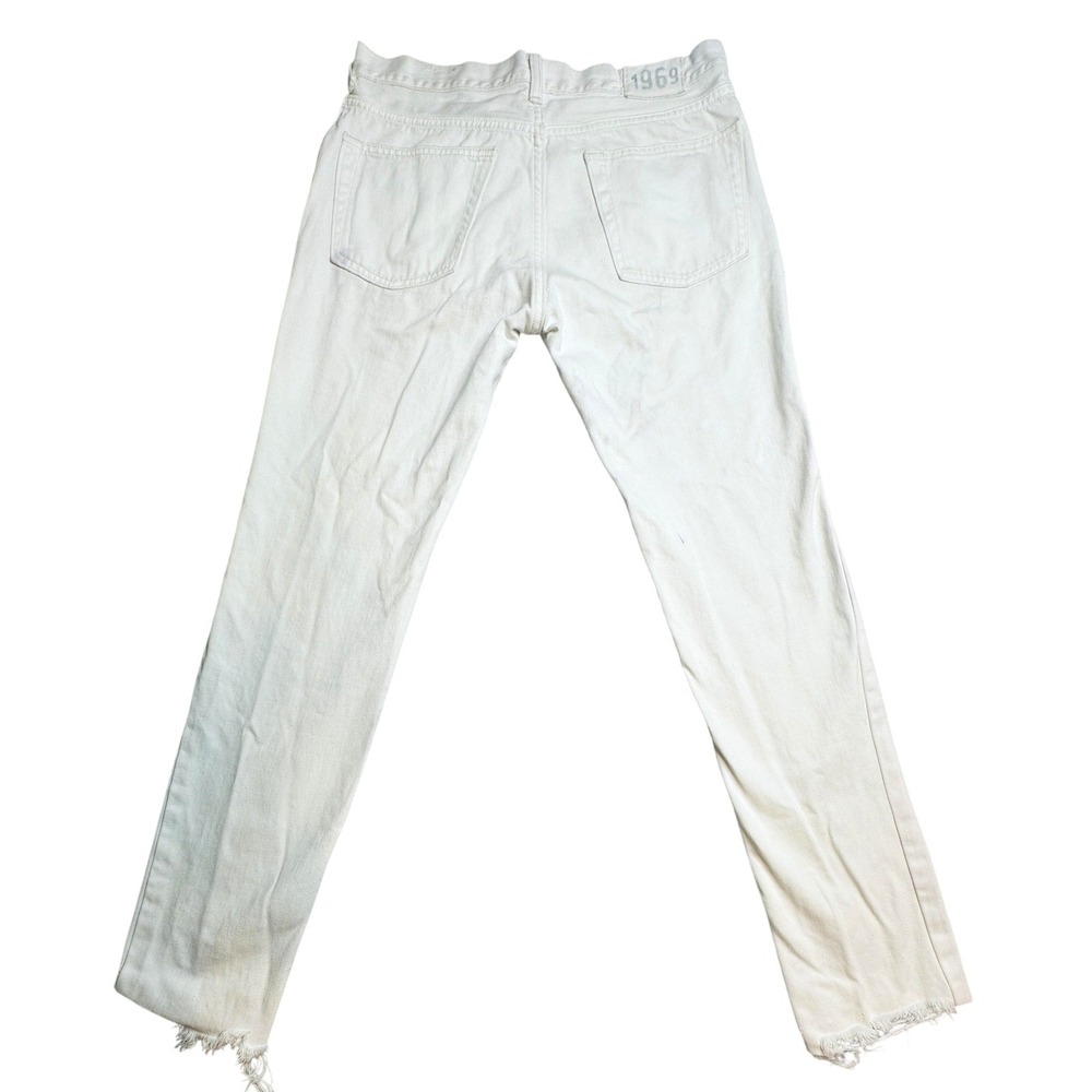 Gap 1969 Regular Straight Jeans Mens 35x32 (33x30) White Denim‎ Button Fly